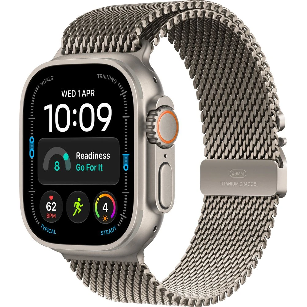 Apple Watch Ultra 4 49mm Přírodní titan s přírodně titanovým milánským tahem M