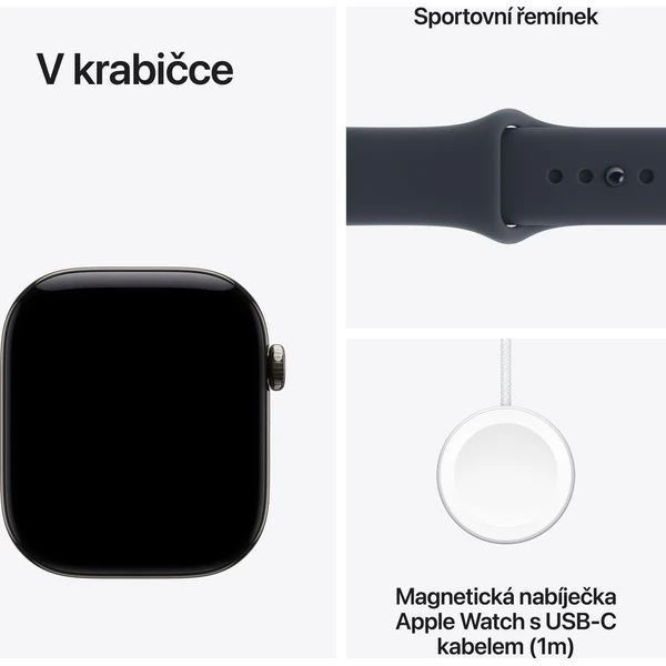 Apple Watch Series 12 Cellular (42mm) Přírodní titan s námořnicky modrým sportovním řemínkem S/M - Obrázek 7