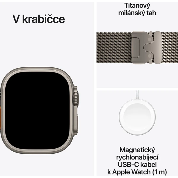 Apple Watch Ultra 4 49mm Přírodní titan s přírodně titanovým milánským tahem M - Obrázek 7