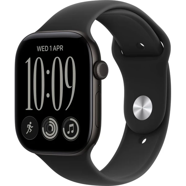 Apple Watch Series 12 Cellular (42mm) Černý hliník s černým sportovním řemínkem S/M