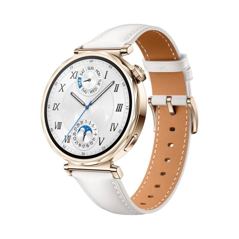 Chytré hodinky Huawei Watch GT 5 41 mm NFC - Gold + White Composite Leather Strap (55020DJT) - Obrázek 2