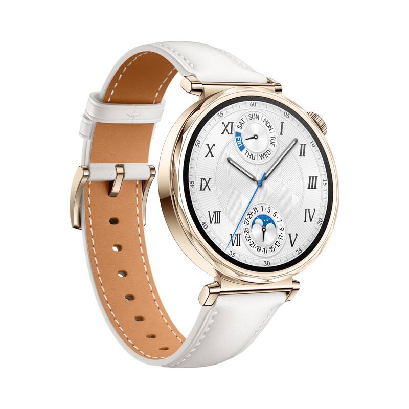 Chytré hodinky Huawei Watch GT 5 41 mm NFC - Gold + White Composite Leather Strap (55020DJT) - Obrázek 4
