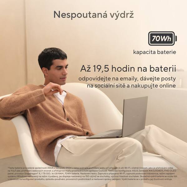 Asus Zenbook A14 (UX3407QA-OLED436W) šedý - Obrázek 6