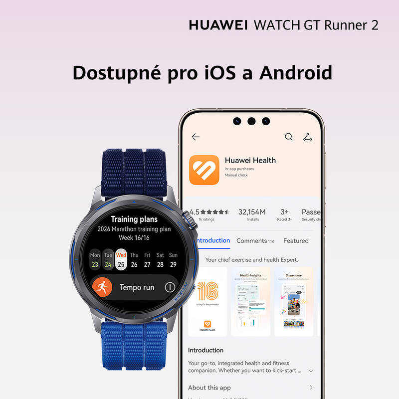 Chytré hodinky Huawei Watch GT Runner 2 NFC (55020HGV) modré - Obrázek 14