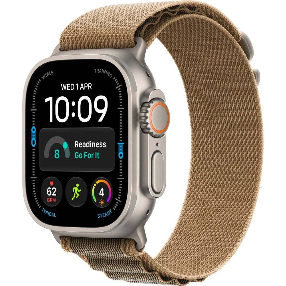 Apple Watch Ultra 4 49mm Přírodní titan s pouštním Alpským tahem M