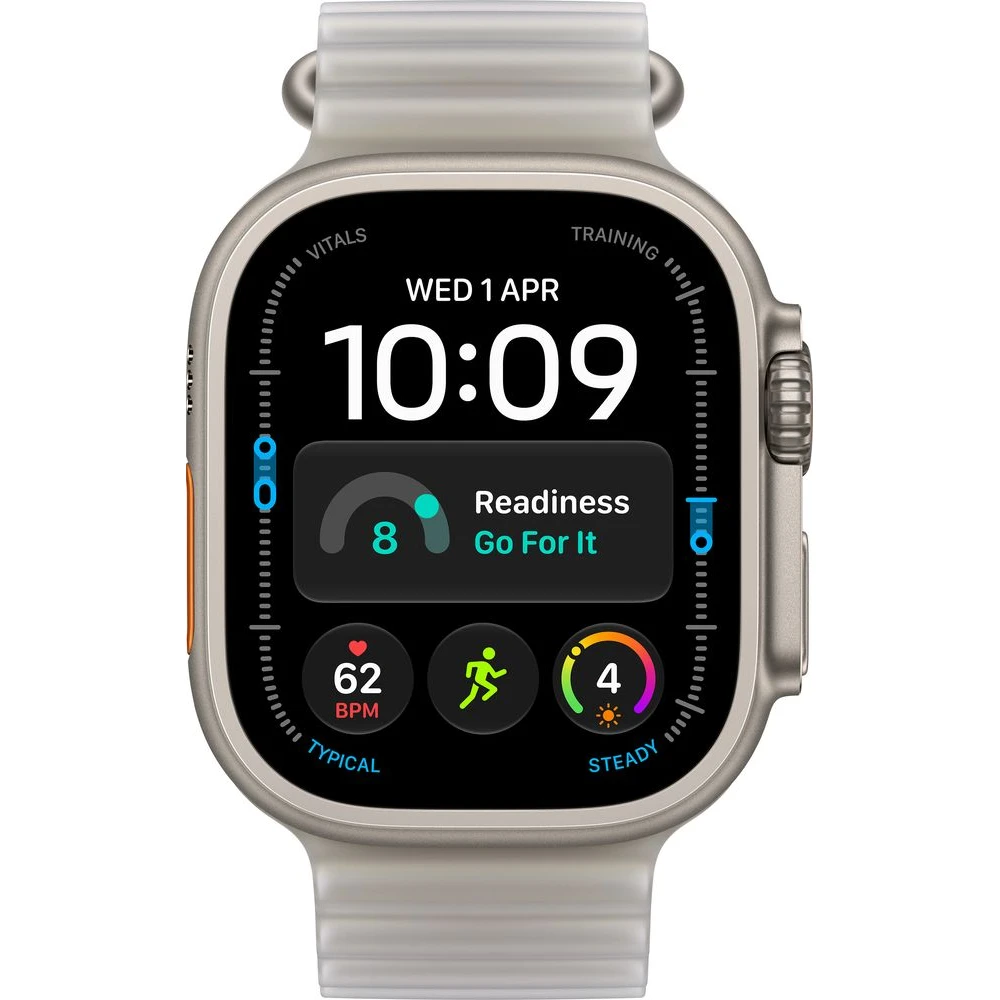 Apple Watch Ultra 4 49mm Přírodní titan s průsvitně šedým Oceánským řemínkem - Obrázek 2